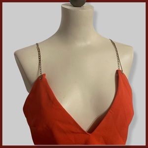 Missguided Red slinky mini dress with chain straps.